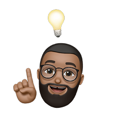 Illustrated avatar with a lightbulb idea