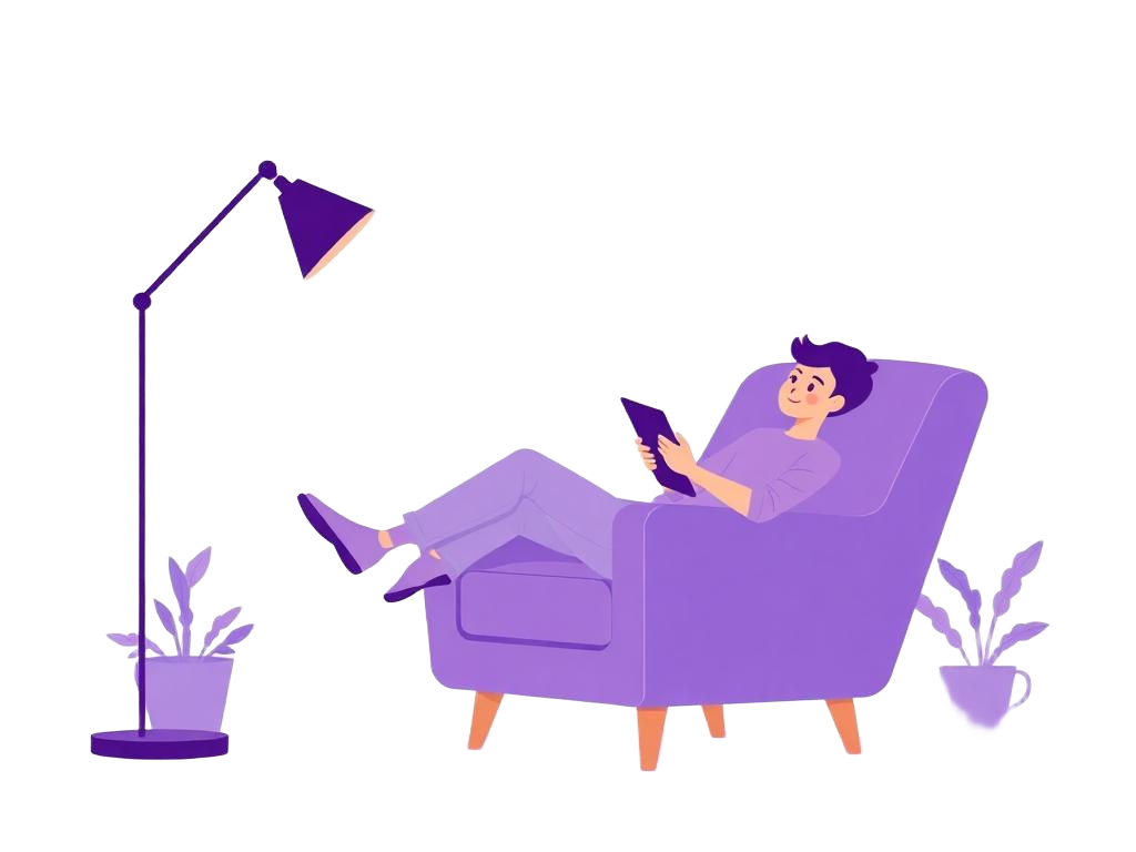 Person relaxing in a chair reflecting
