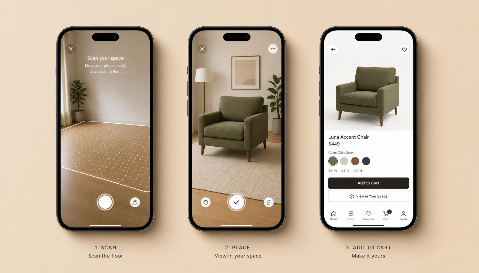 Tra-it AR app screens