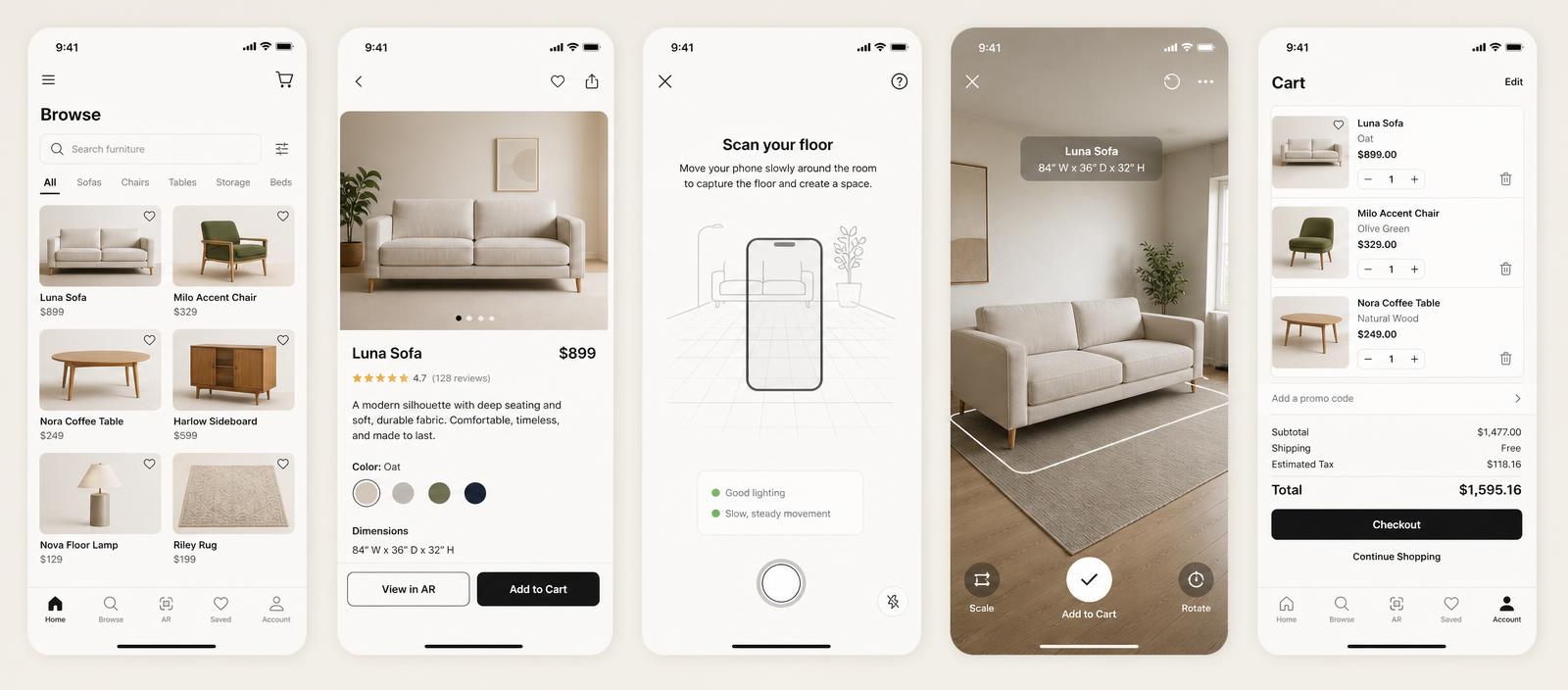 Final Tra-it AR app screens